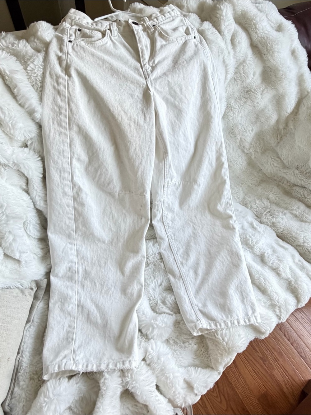 Urban Outfitters White Barrel High-Rise Jeans